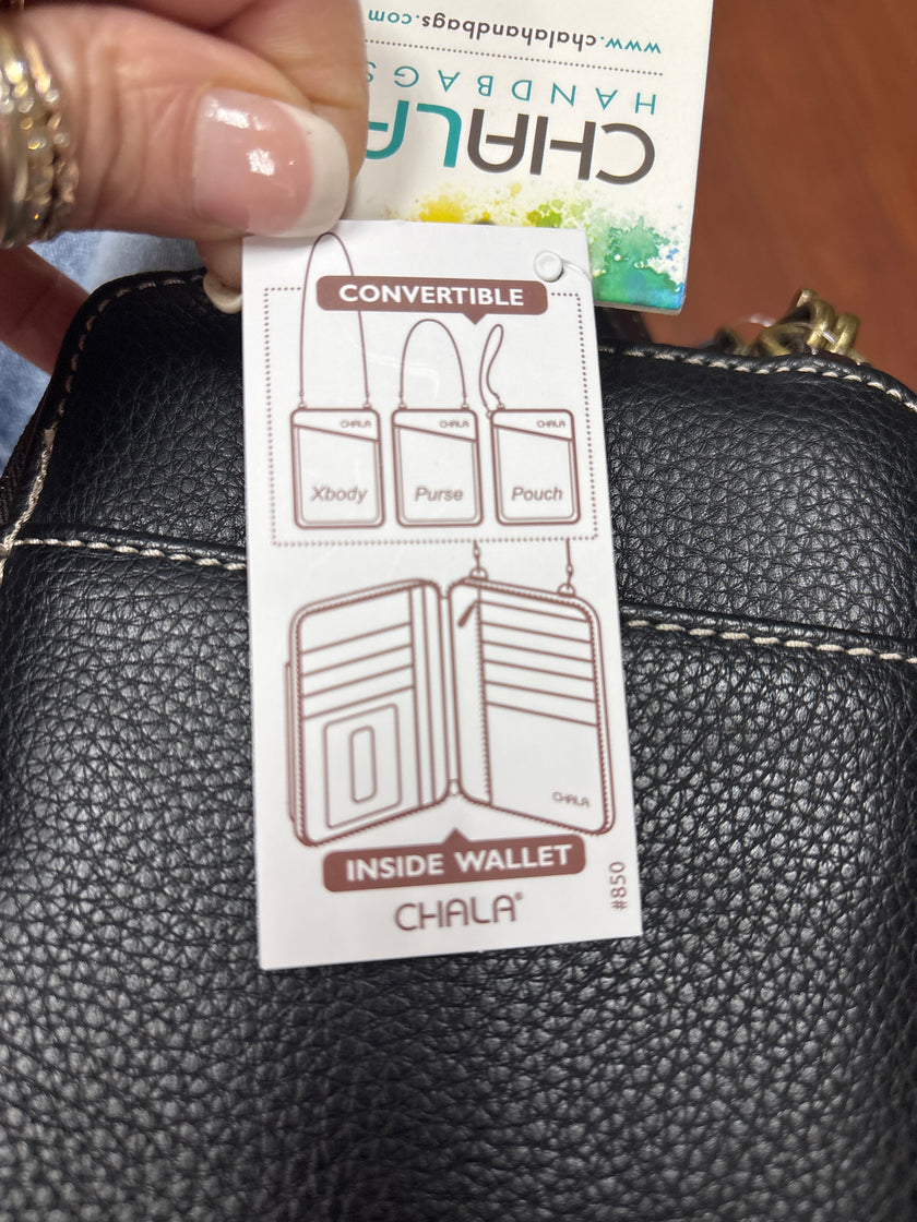 Chala  Large Wallet Crossbody - Sunflower- black