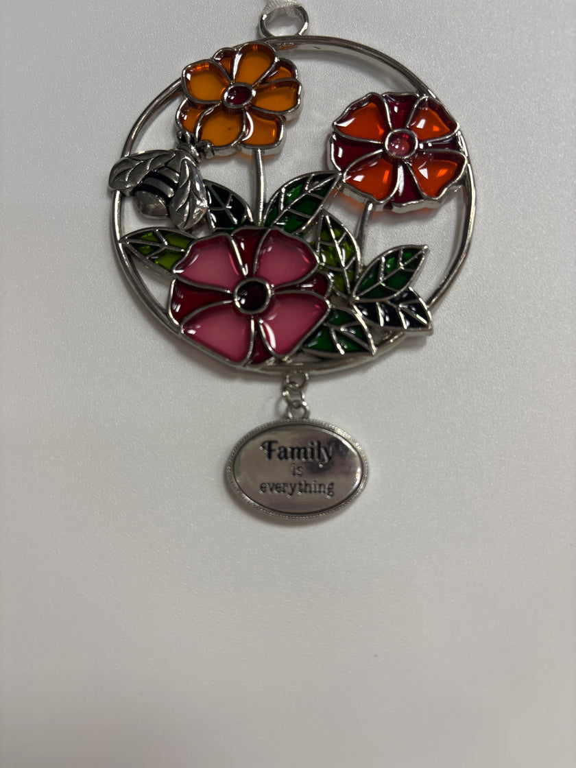 Floral stained glass keepsake ornaments