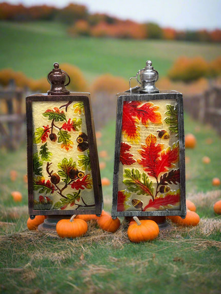 Harvest Glass and Metal LED Lantern, 15