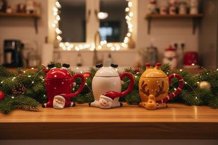Festive Christmas Mugs with lids