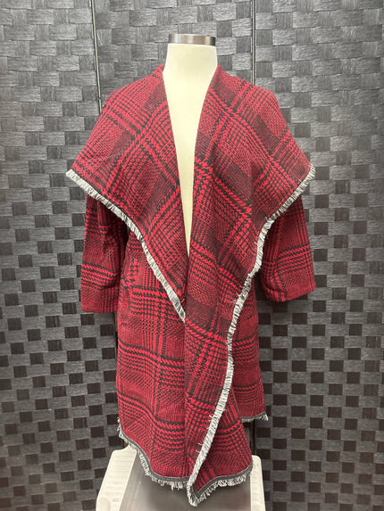 Red Plaid Cascading Coat