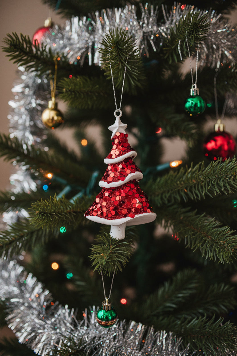 Resin and Red Sequin Tree Ornament