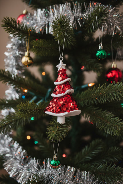 Resin and Red Sequin Tree Ornament