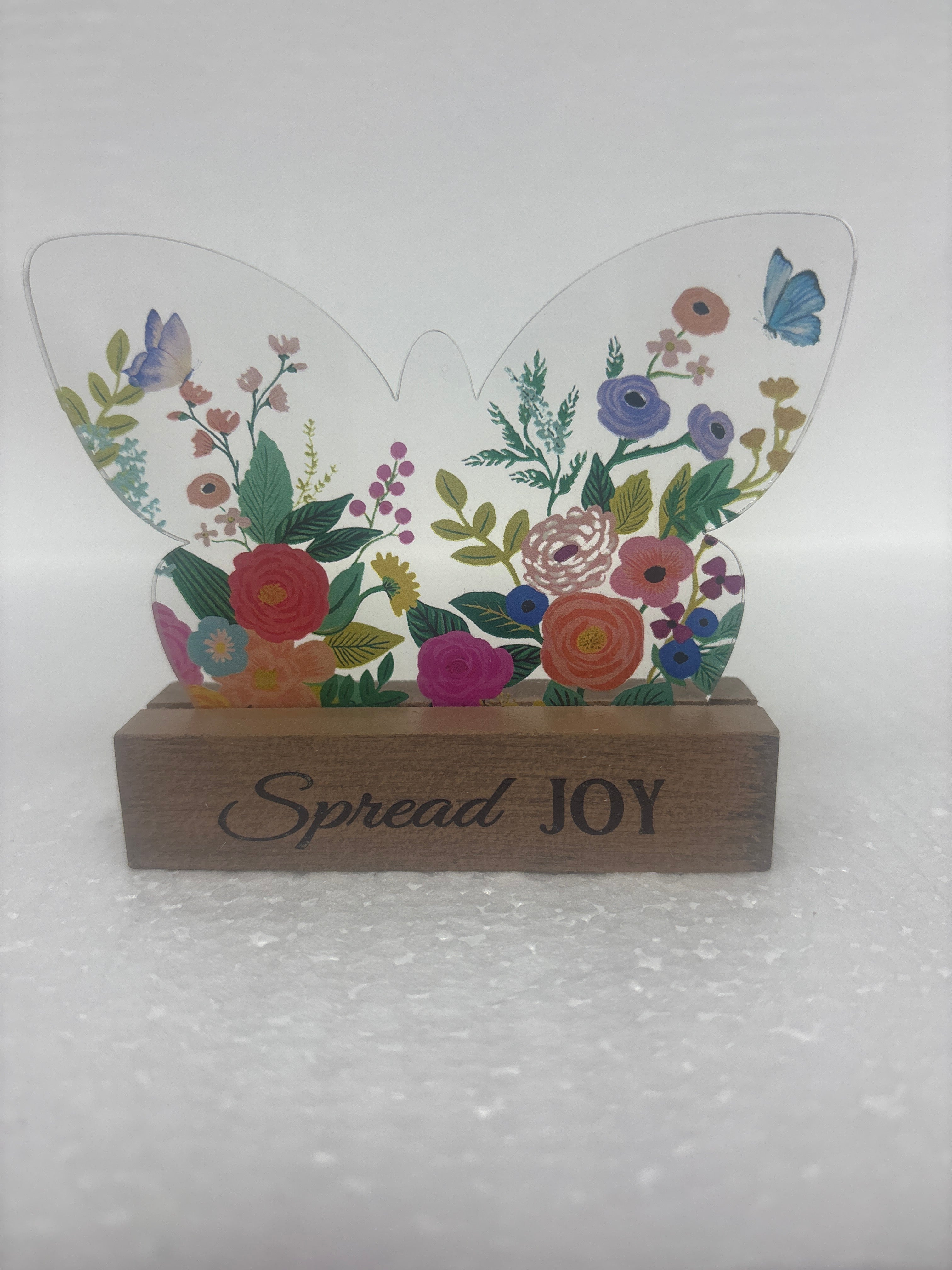 Glass Butterflies and wood talk blocks