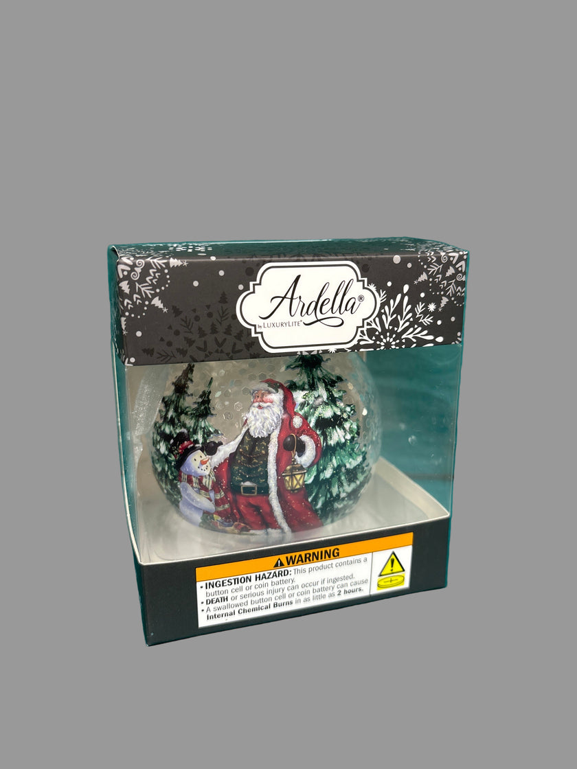 Christmas LED Lights 3.5'' H Glass Classic Santa Ball Ornament