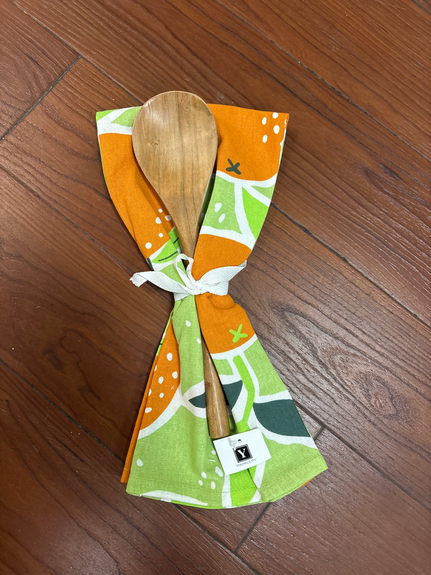 Fruit Tea Towel and Wooden spoon set
