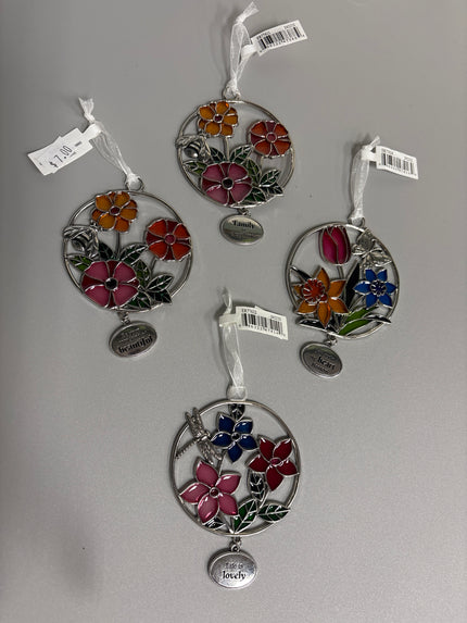 Floral stained glass keepsake ornaments