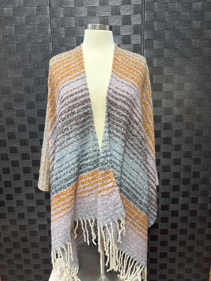 Ombre Striped Poncho Wrap