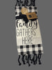 Family Gathers Here - Black/White Tea Towel/wooden spoon set