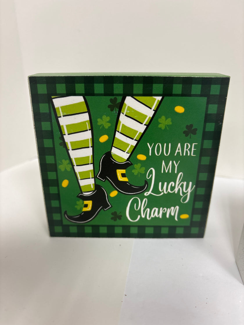 Wooden St Patrick's Day fun message blocks