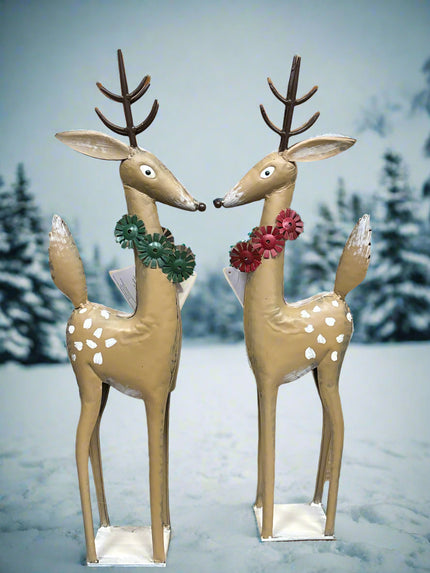 Metal Spotted Reindeer Statuary