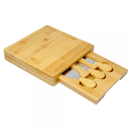 Bamboo Charcuterie Board With 3 Cheese Knives