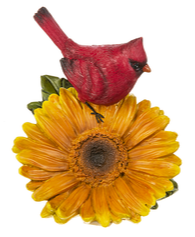 Cardinal Perched on Flower Figurine