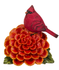 Cardinal Perched on Flower Figurine