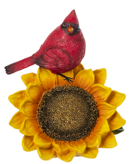 Cardinal Perched on Flower Figurine