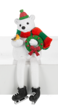 Christmas Skater Polar Bear Shelf Sitter