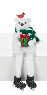 Christmas Skater Polar Bear Shelf Sitter