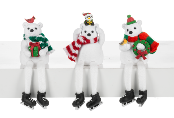 Christmas Skater Polar Bear Shelf Sitter