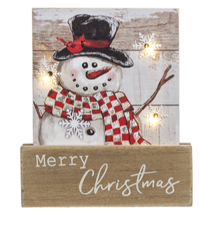 Light Up Snowman Table Plaque