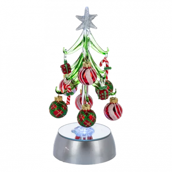 Light up Glass Christmas tree with ornaments