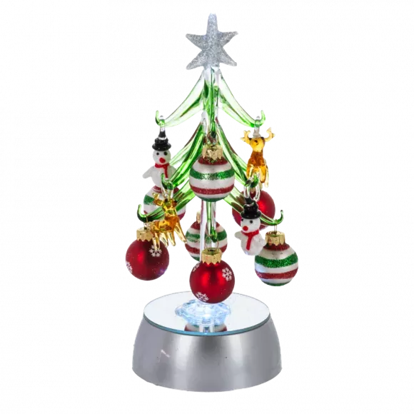 Light up Glass Christmas tree with ornaments