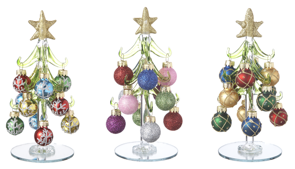 Glass Christmas Tree with Glass Ornaments