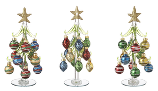 8" H Glass Christmas Tree with Glass Ornaments