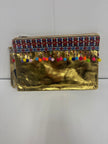 Metallic Clutch with colorful tassels