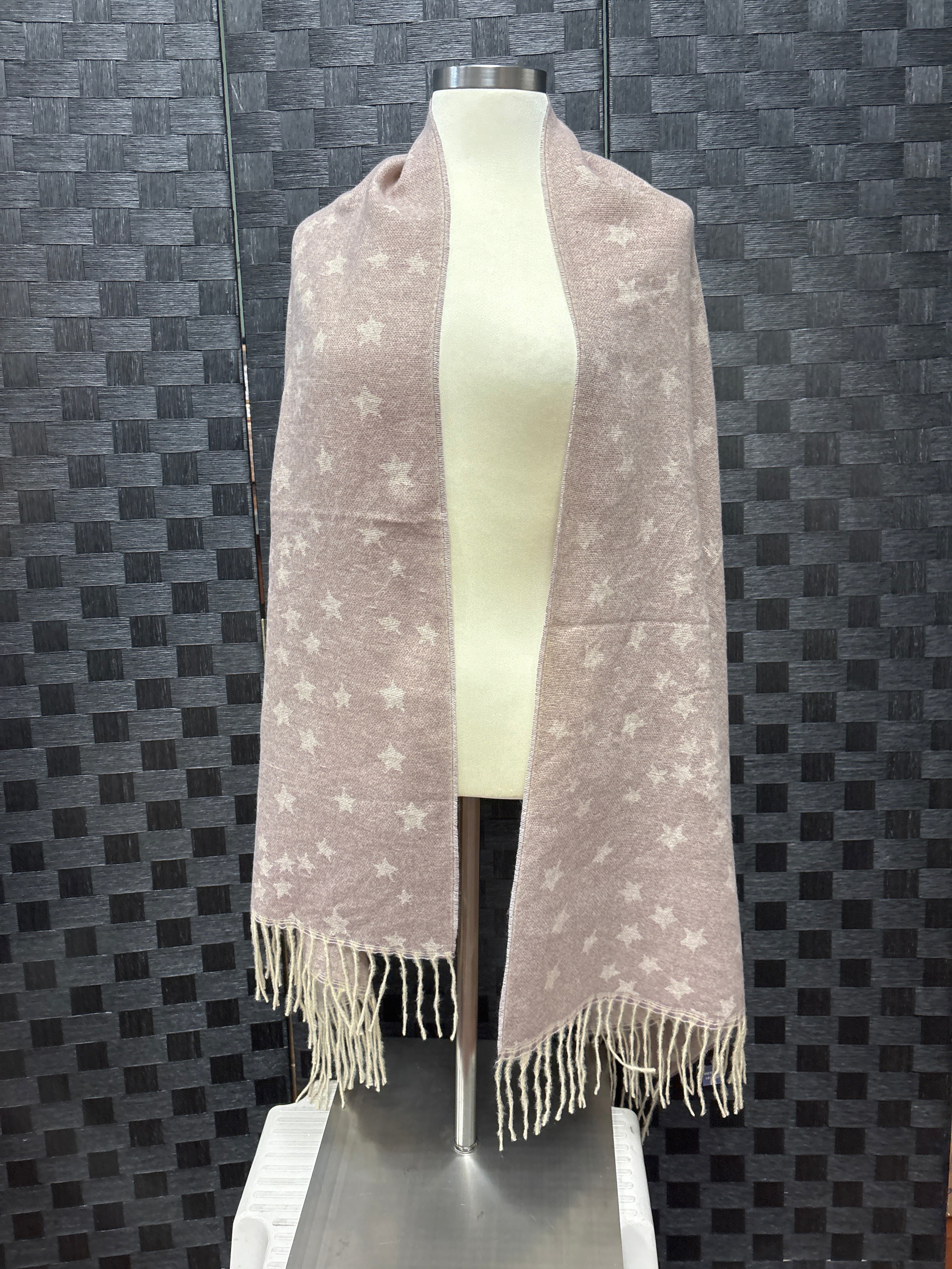 Starry extra-large scarf with fringe