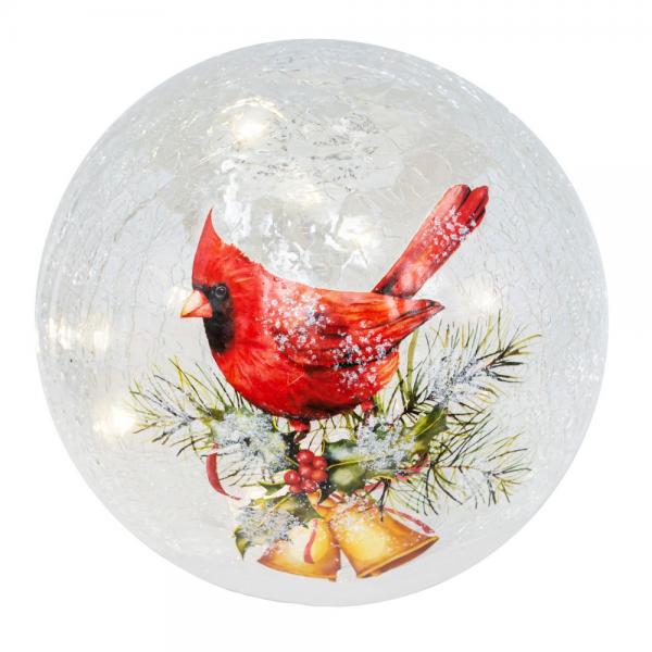 Bells & Cardinal LED Crackle Glass 6 inch Globe