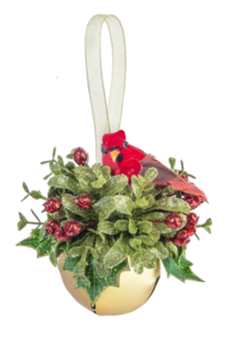 Sleigh Bell with Cardinal in Holly