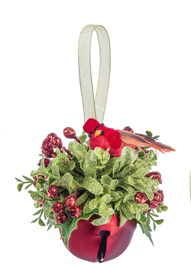 Sleigh Bell with Cardinal in Holly