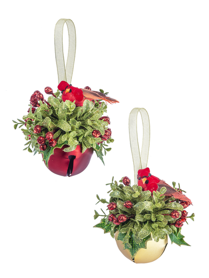 Sleigh Bell with Cardinal in Holly