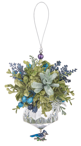 Mistletoe Blue Jay Ornament