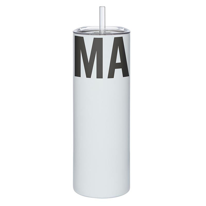 Matte Colored Stainless Steel Skinny Tumbler With Straw, 20-Ounce