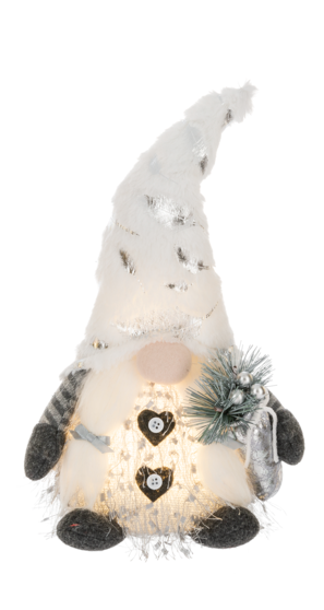 14" LED Siver Christmas Gnome