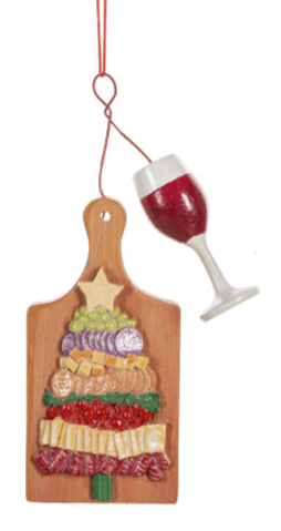 Charcuterie and Wine Bottle Ornament