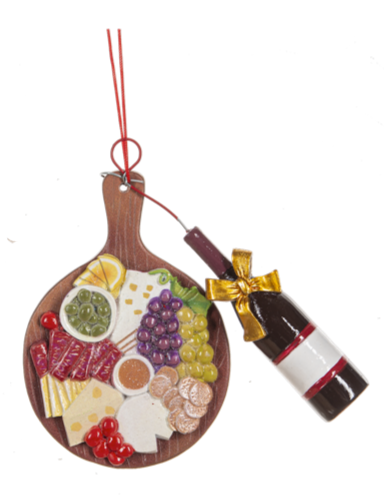 Charcuterie and Wine Bottle Ornament