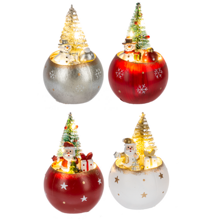 LED Light Up Santa or Snowman Scene Figurine