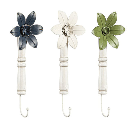 Metal and wood flower wall hook