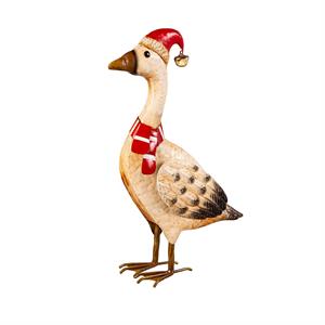 Holiday Goose Garden Statue, Metal Statue,