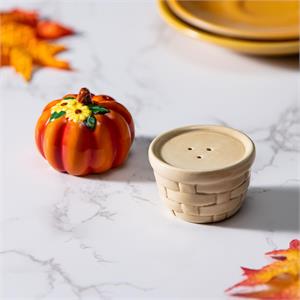 Pumpkin and basket Salt and Pepper Shakers