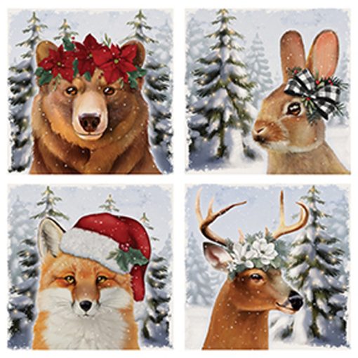 "Winter Animal" Square House Coaster Set