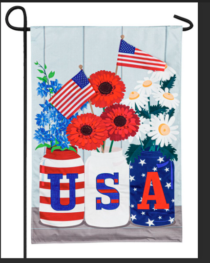 USA Mason Jars Garden Flag