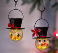 Solar Snowman Metal and Glass Hanging Lantern