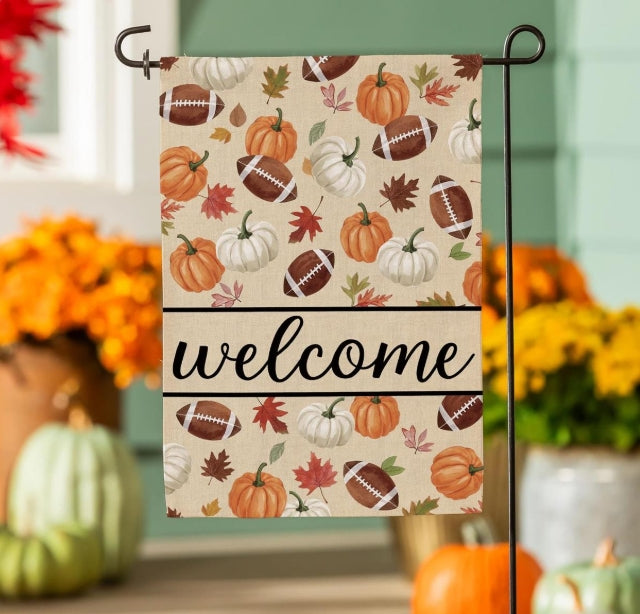 Welcome Fall Football Garden Flag