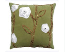 Cotton Square Pillow with Floral Design, 18 X 18