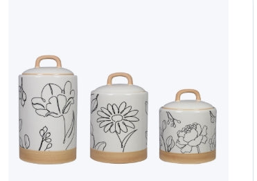 Floral design canister 3pc set