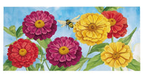 Multi color Zinnias and Bees Sassafras Switch Mat
