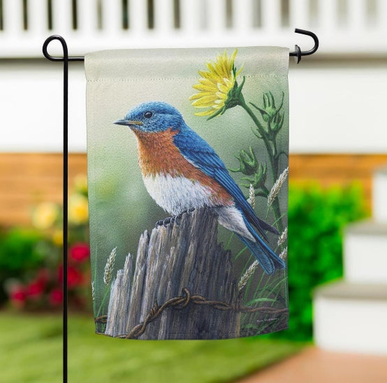 Eastern Bluebird Suede Garden Flag